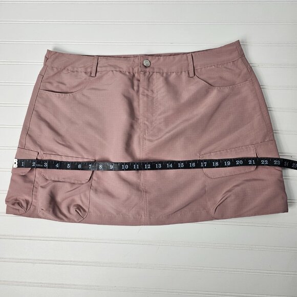 Lulus Women's Mauve 5 Pocket Check Textured Cargo Mini Skort Size XL NWT - Picture 12 of 13